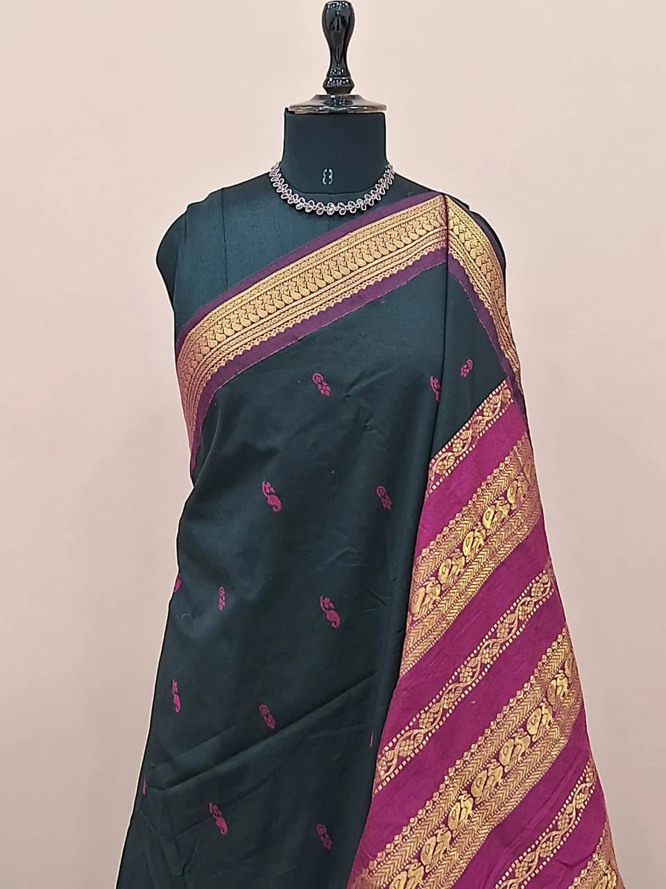 Stunning Black Kalyani Cotton Saree 1