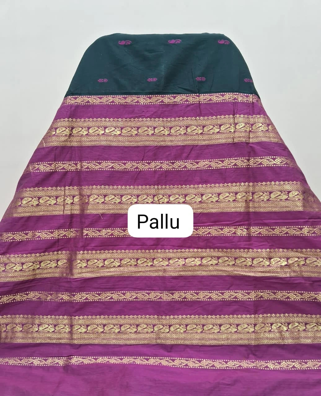 Stunning Black Kalyani Cotton Saree pallu