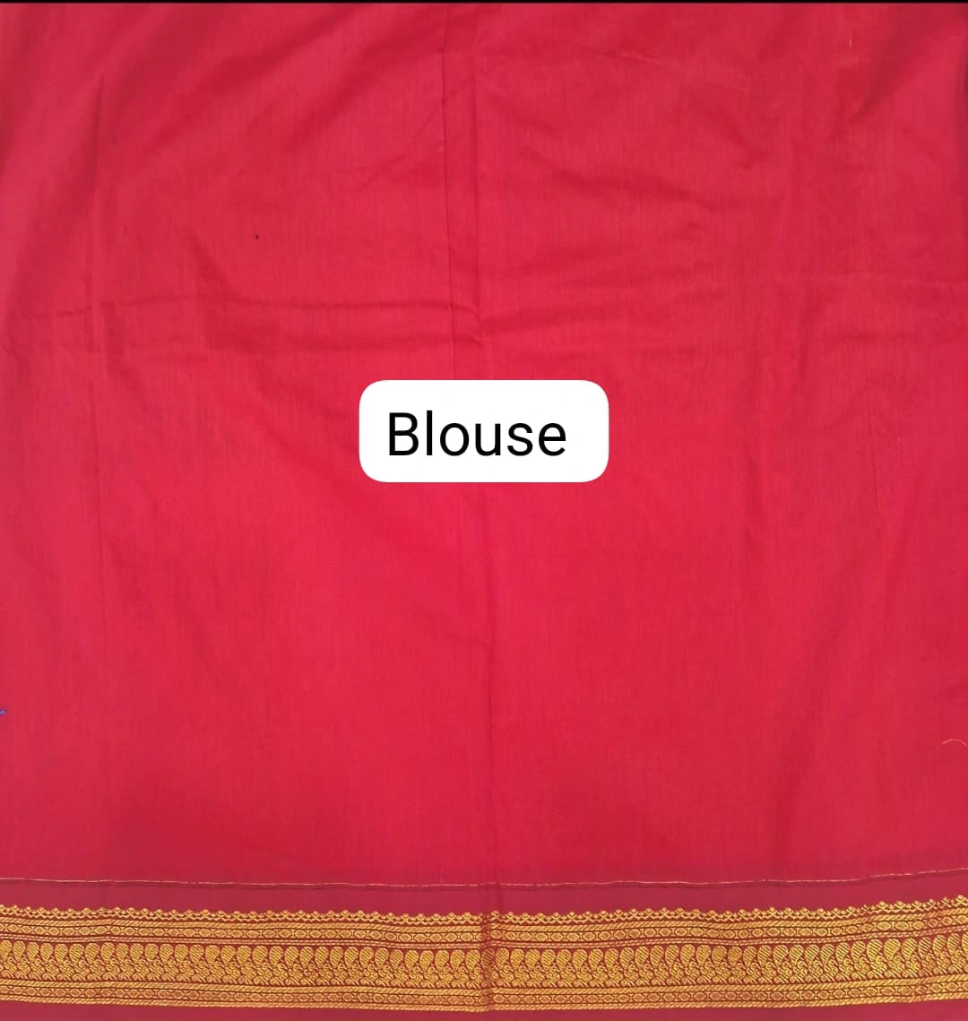 Radiant Golden Yellow Kalyani Cotton Saree Blouse