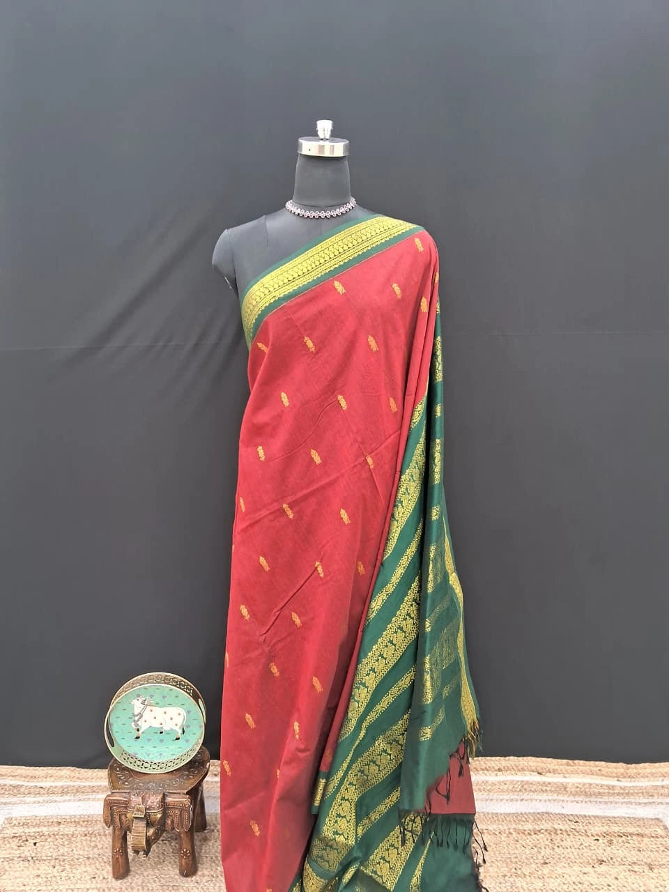 Red Kalyani cotton saree 