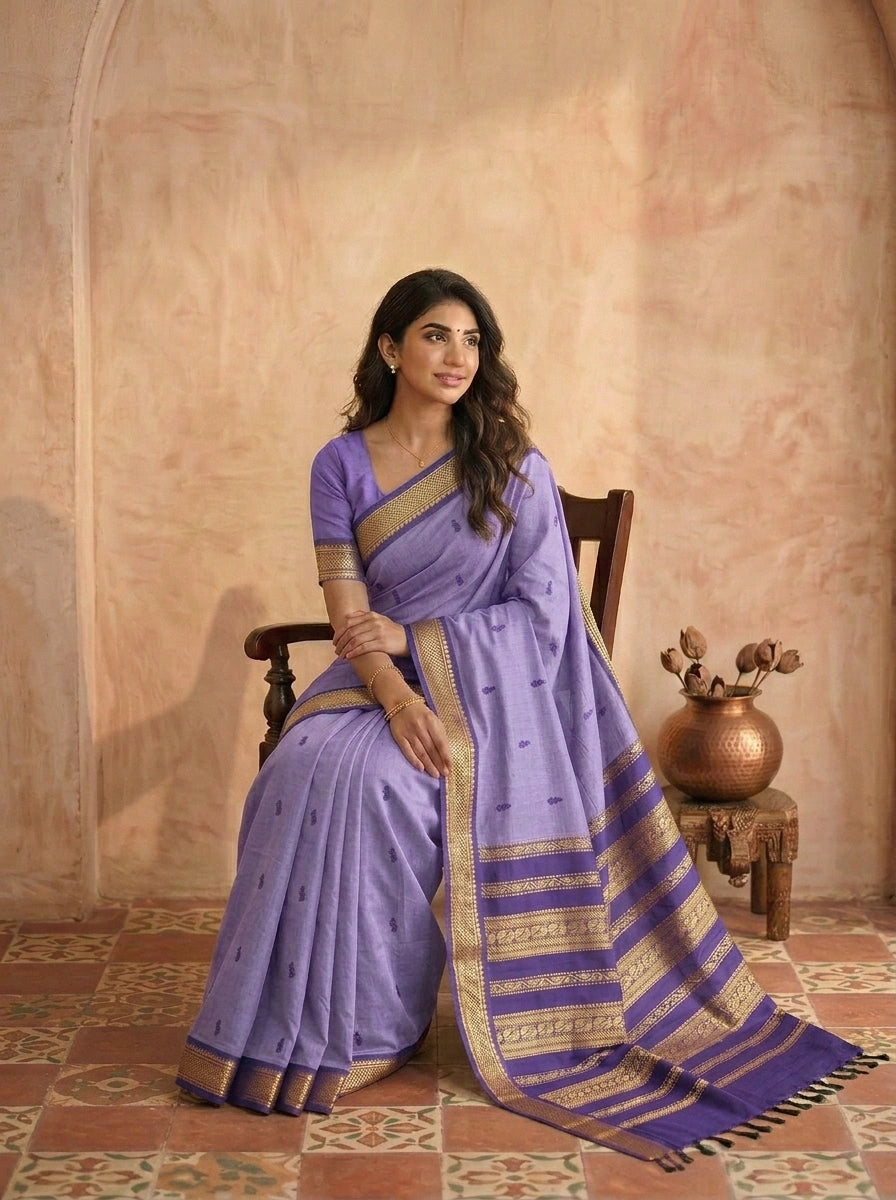 Lavender Kalyani cotton saree 