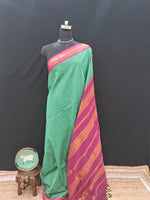 Sea green checked Kalyani cotton saree