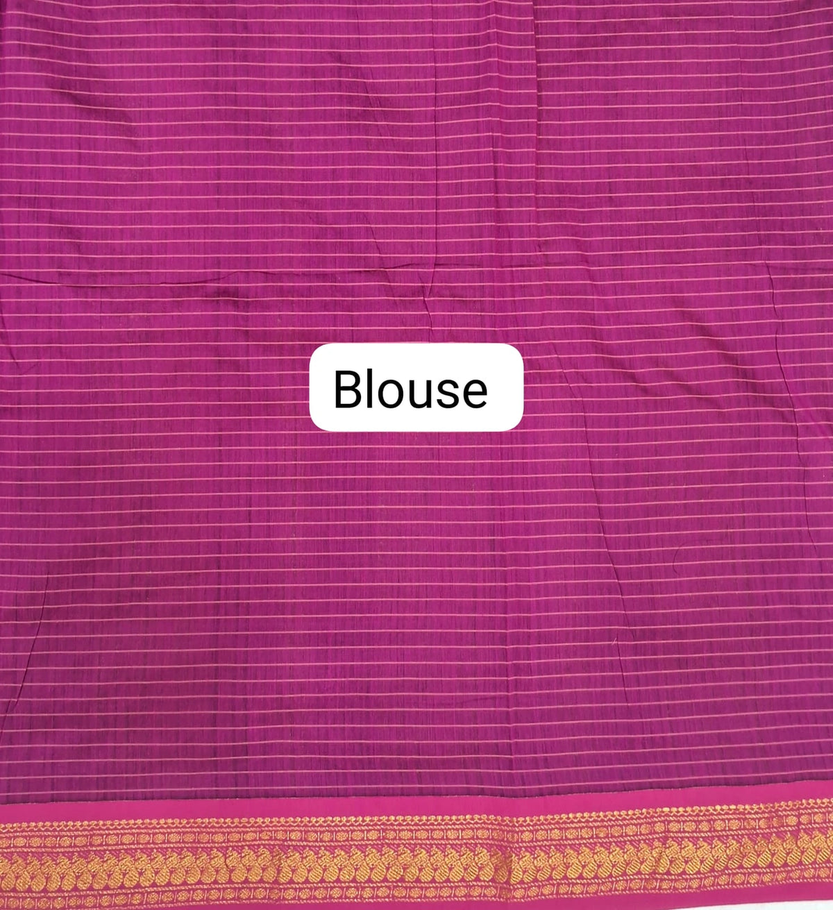 Sea green checked Kalyani cotton saree Blouse