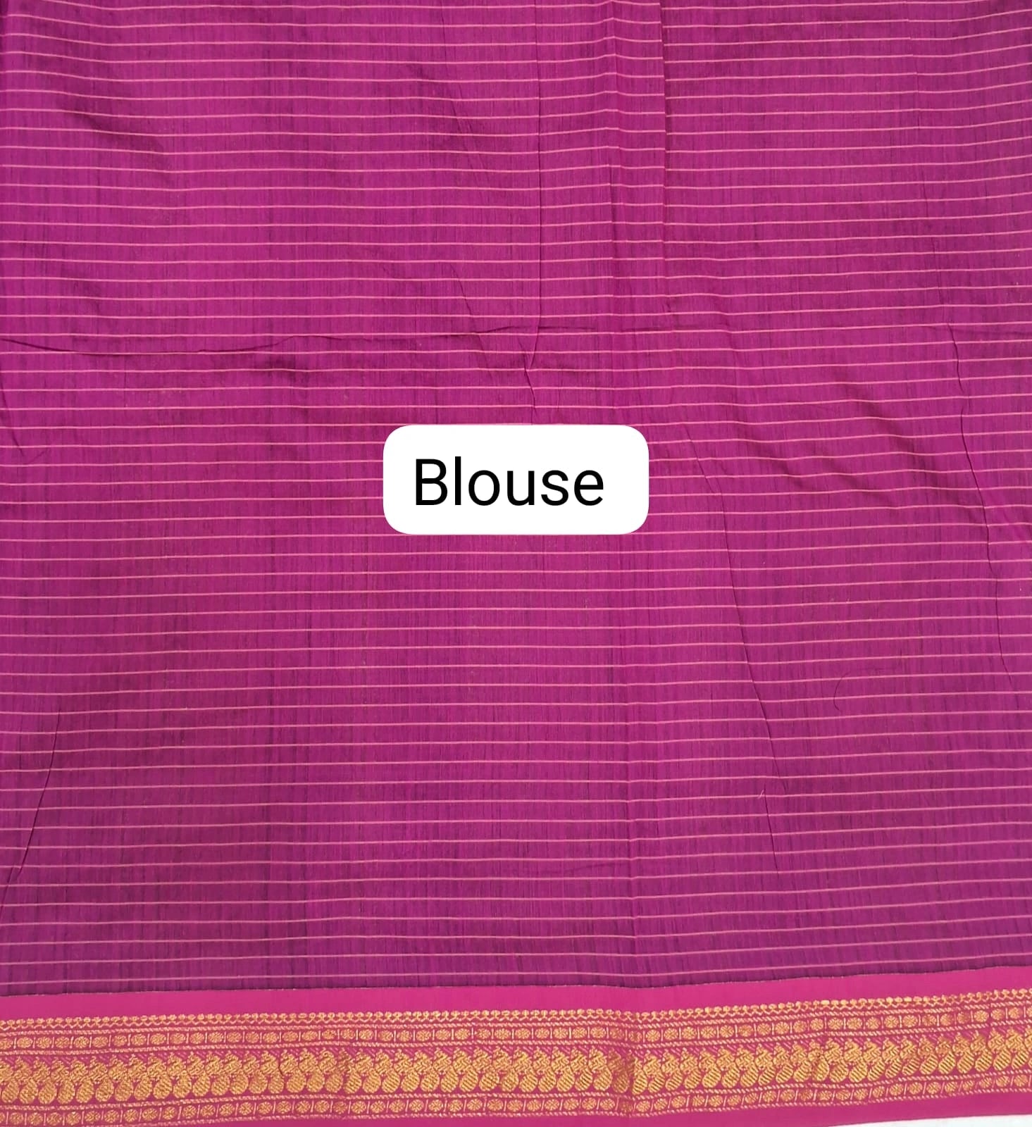 Sea green checked Kalyani cotton saree Blouse