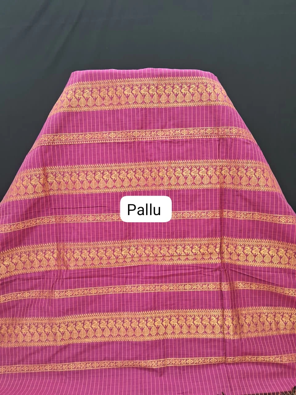 Parrot green checked Kalyani cotton saree Pallu