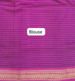 Parrot green checked Kalyani cotton saree Blouse