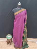 Onion pink checked Kalyani cotton saree