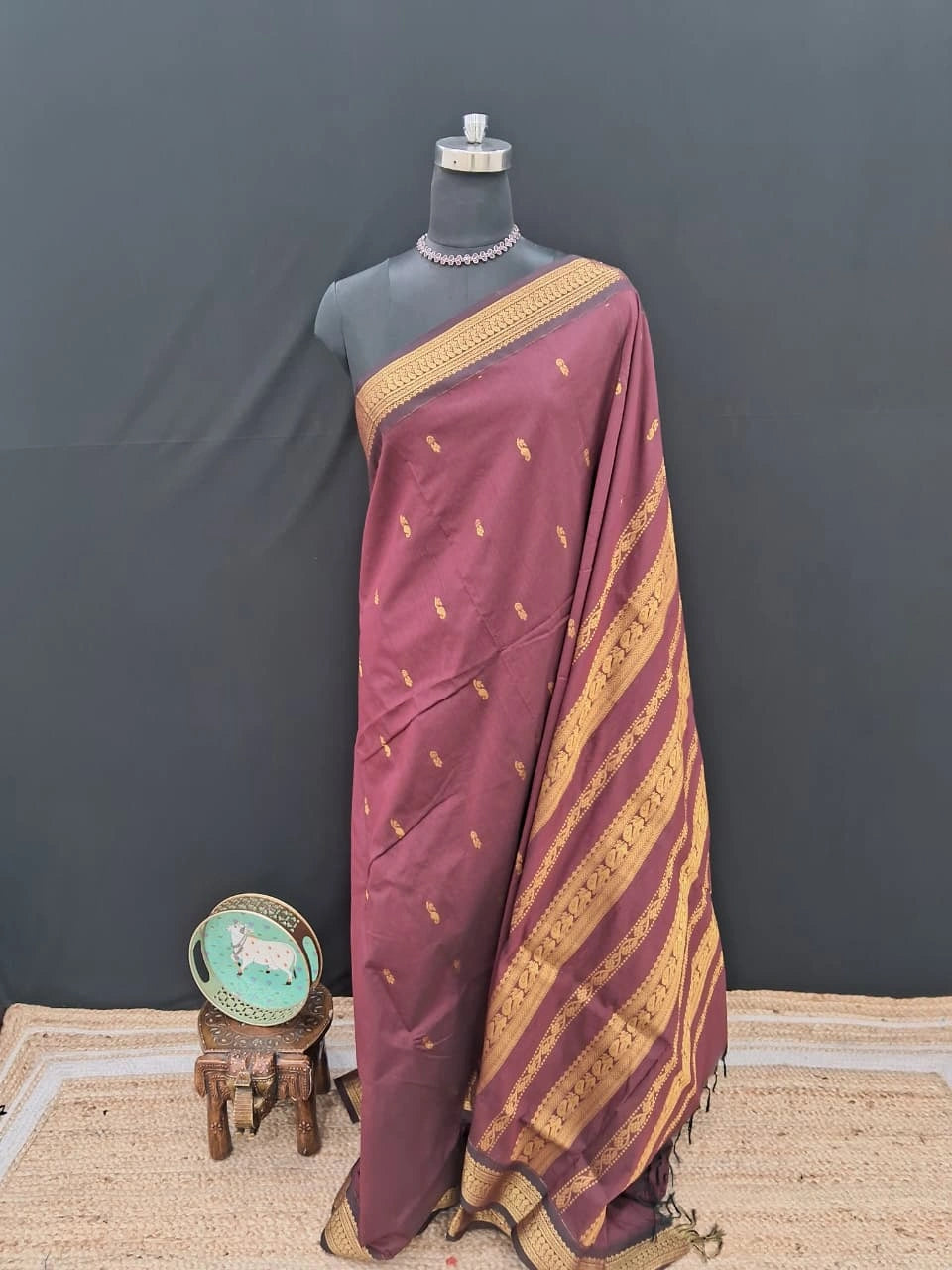 Maroon Kalyani cotton saree 