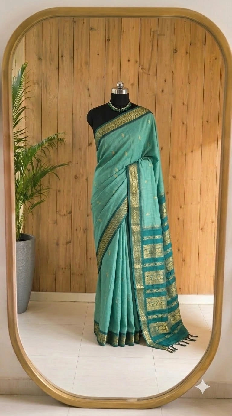 Sea green Kalyani cotton saree