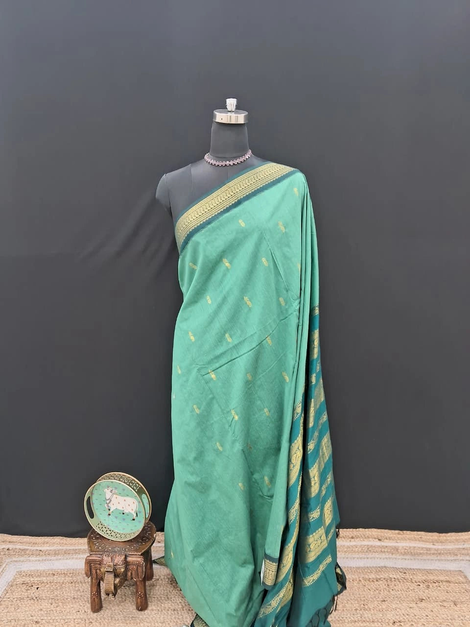 Sea green Kalyani cotton saree