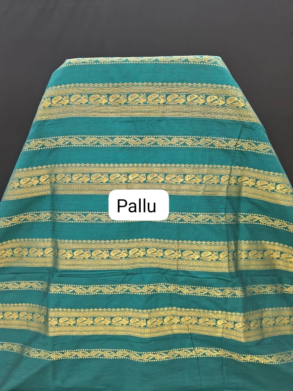 Sea green Kalyani cotton saree Pallu