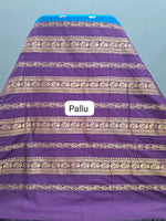 Caribbean Blue Kalyani Cotton Saree Pallu