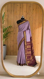 Lavender Zari Checked Kalyani Cotton Saree