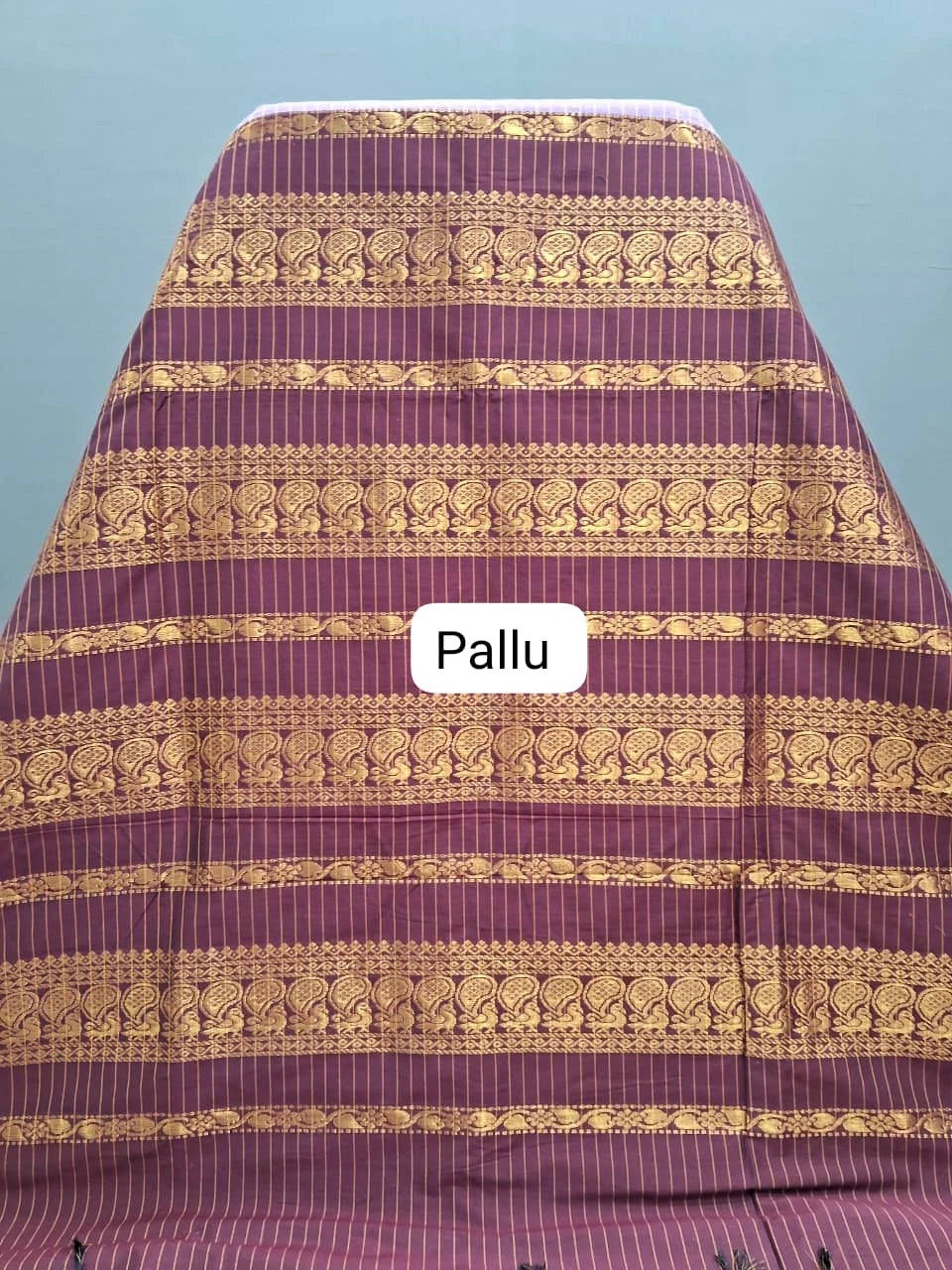 Lavender Zari Checked Kalyani Cotton Saree Pallu