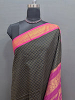 Black Zari Checked Kalyani Cotton Saree 1