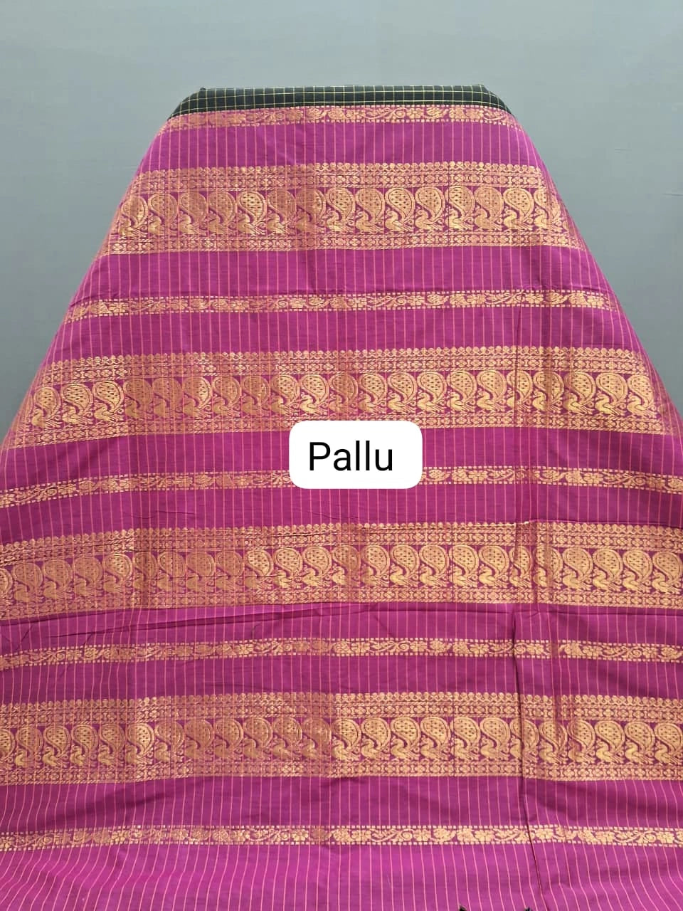 Black Zari Checked Kalyani Cotton Saree Pallu