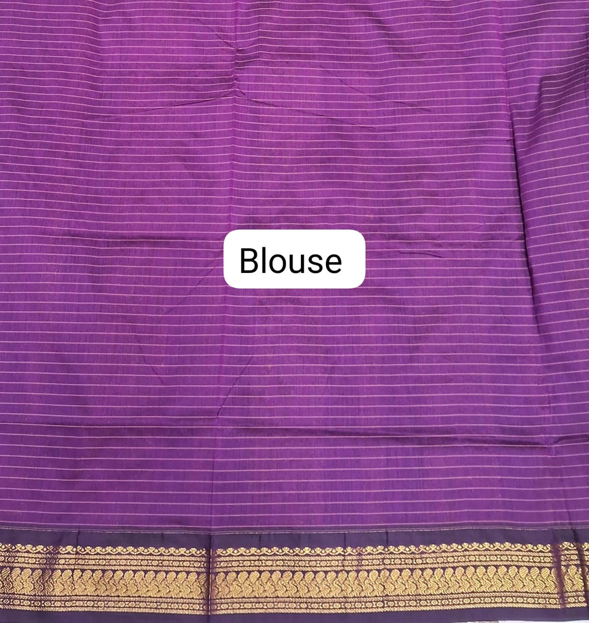 Marine Blue Zari Checked Kalyani Cotton Saree Blouse