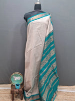 Cream Zari Checked Kalyani Cotton Saree