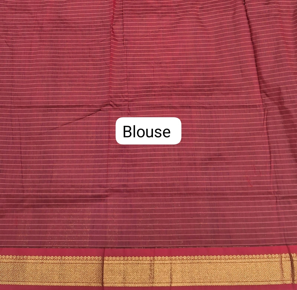 Dark Green Zari Checked Kalyani Cotton Saree Blouse