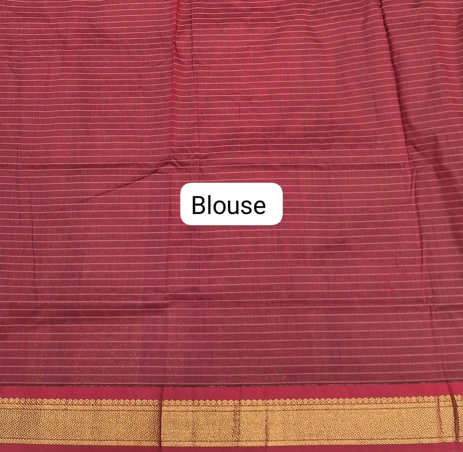 Dark Green Zari Checked Kalyani Cotton Saree Blouse