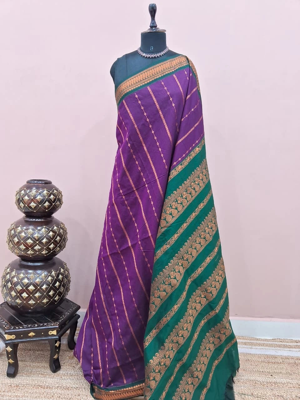 Deep purple Kalyani cotton saree