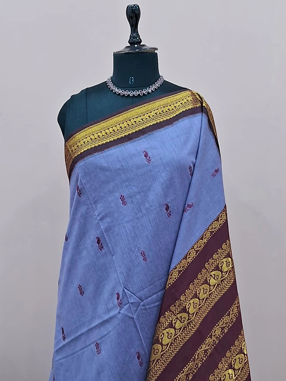 Steel blue Kalyani cotton saree 1