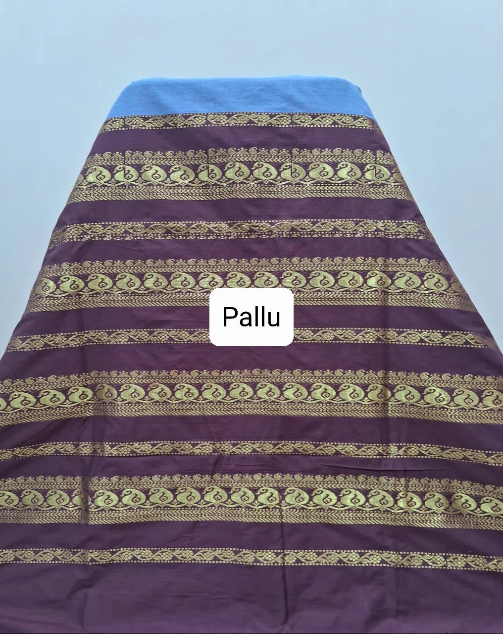 Steel blue Kalyani cotton saree Pallu