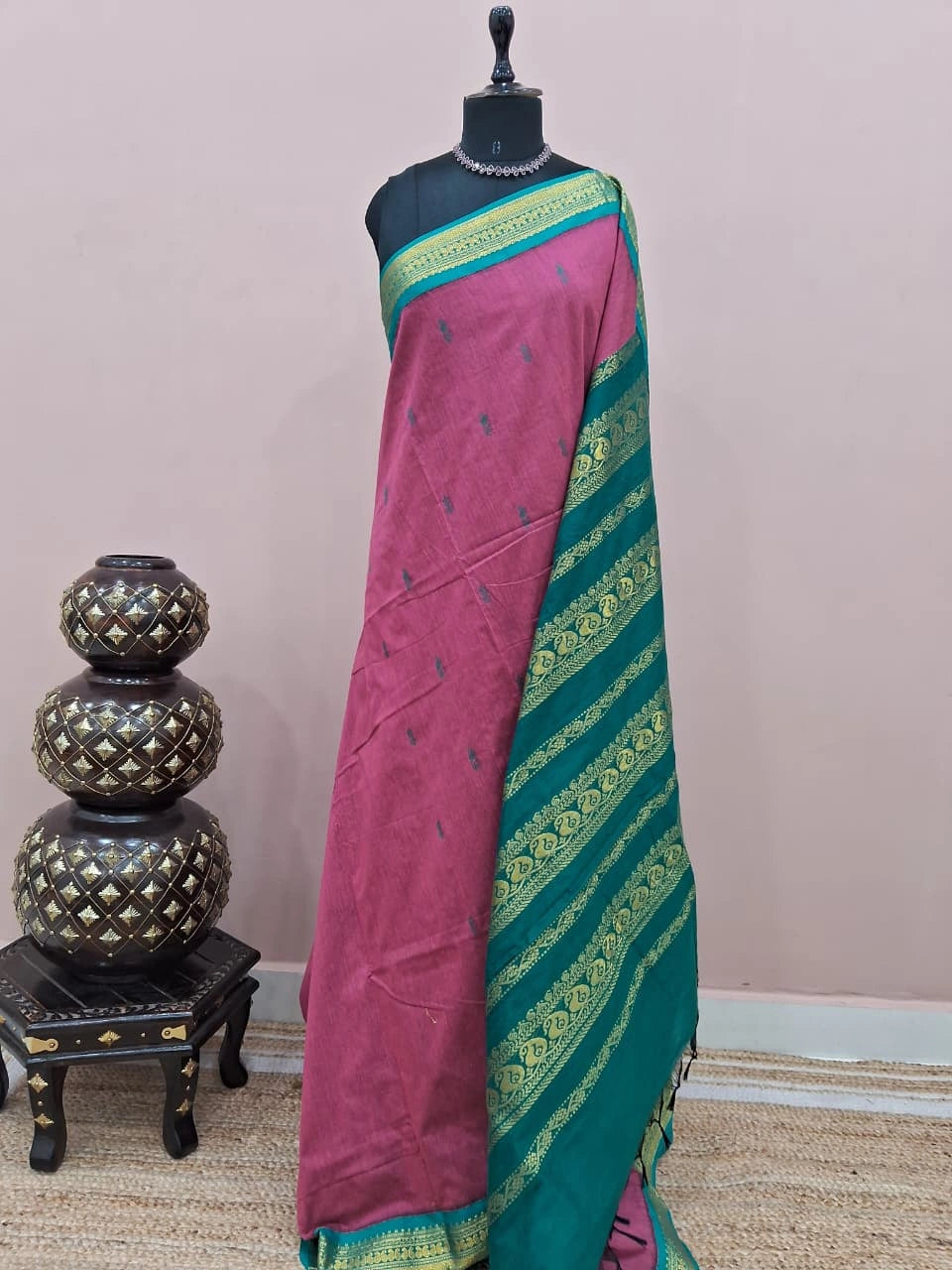 Onion pink Kalyani cotton saree