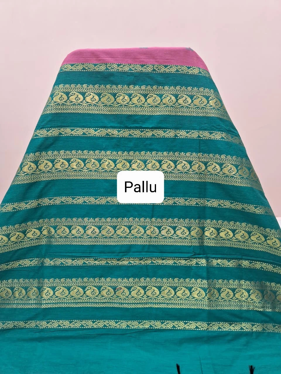 Onion pink Kalyani cotton saree Pallu