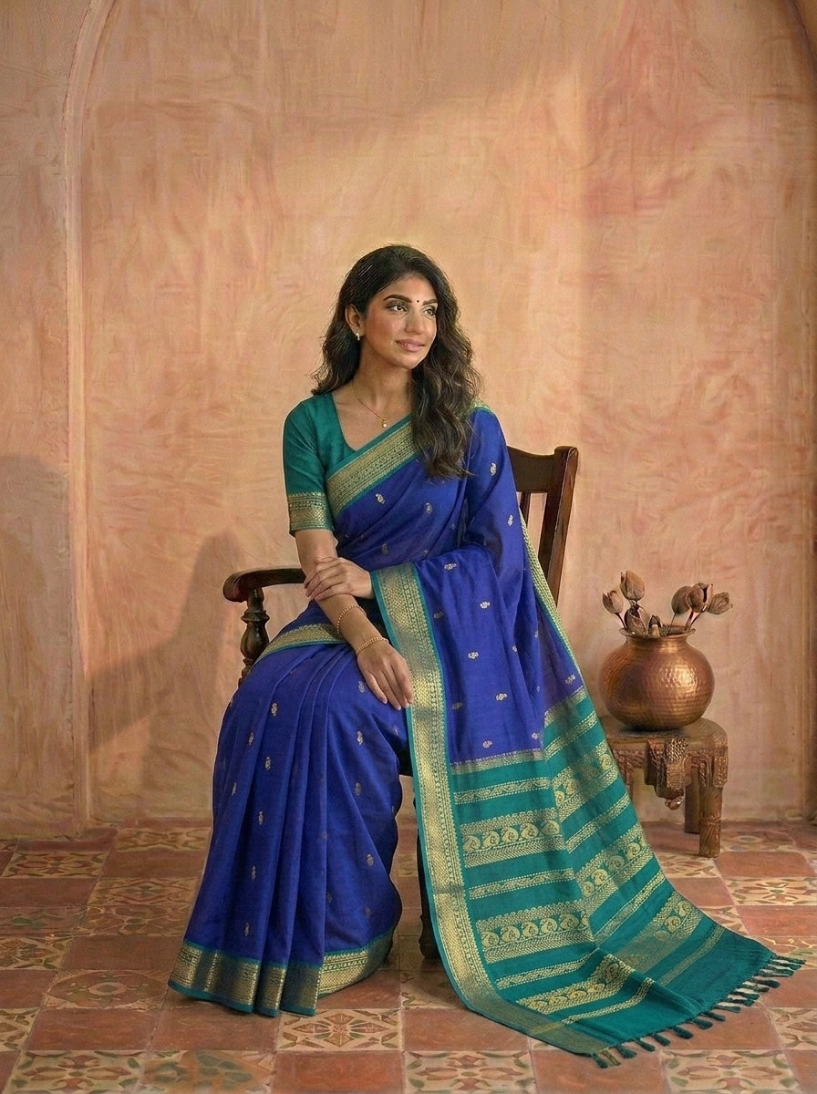 Royal Blue Kalyani cotton saree
