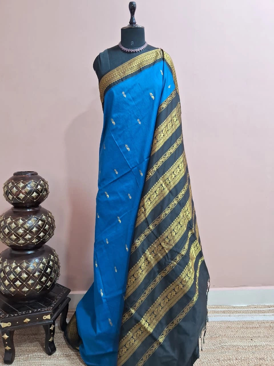 Blue Kalyani cotton saree