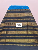 Blue Kalyani cotton saree Pallu