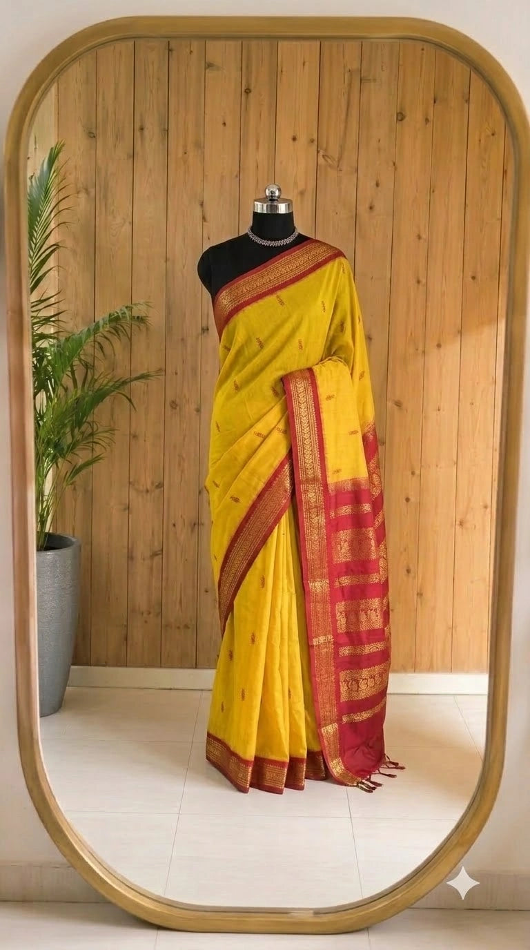 Yellow Kalyani cotton saree 
