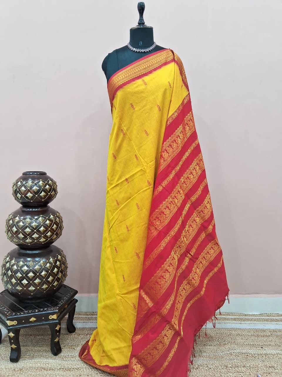 Yellow Kalyani cotton saree 