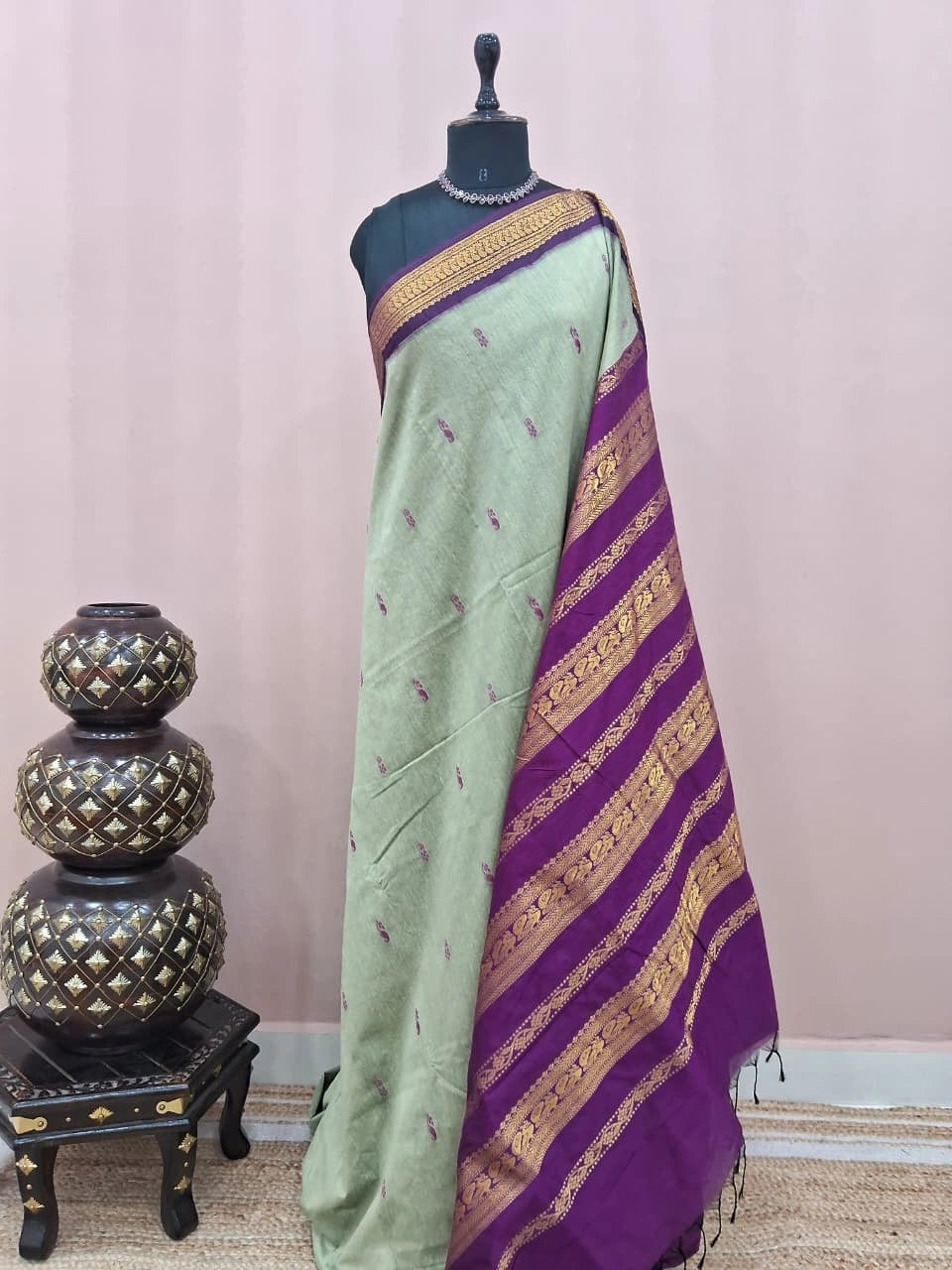 Seafoam Kalyani cotton saree 