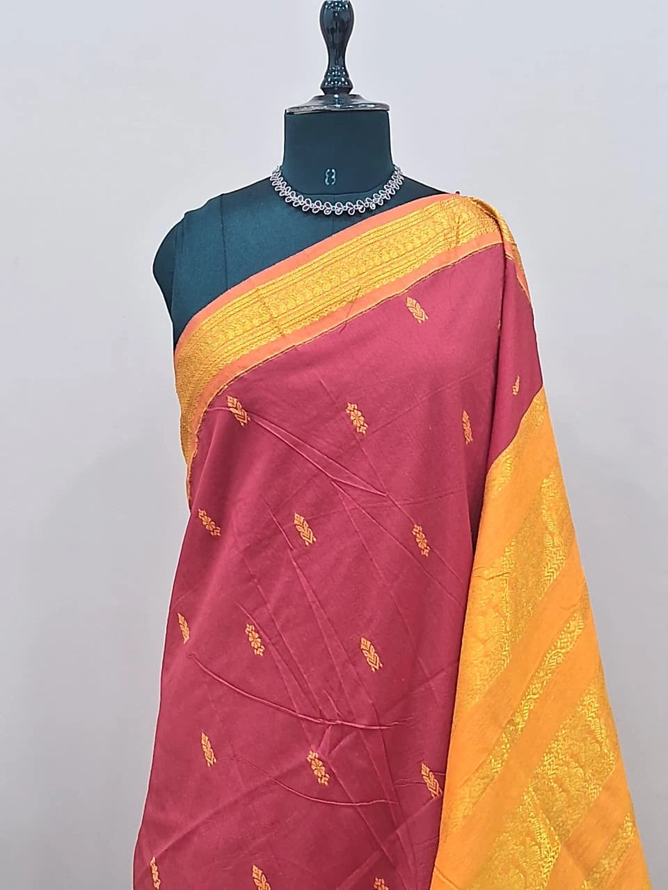 Tomato red Kalyani cotton saree 1