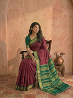 Dark red Kalyani cotton saree