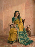 Mustard yellow Kalyani cotton saree