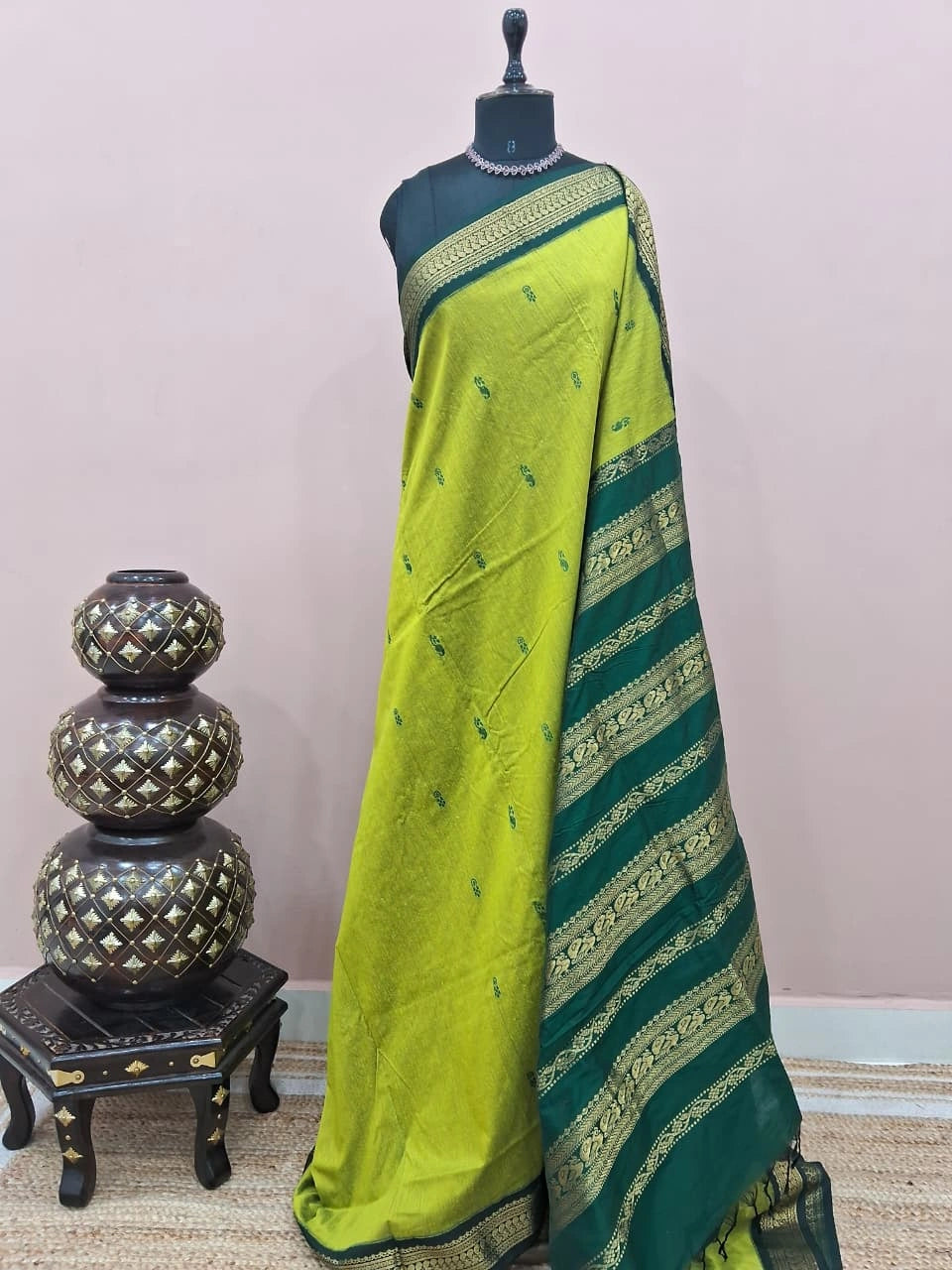 Parrot Green Kalyani cotton saree