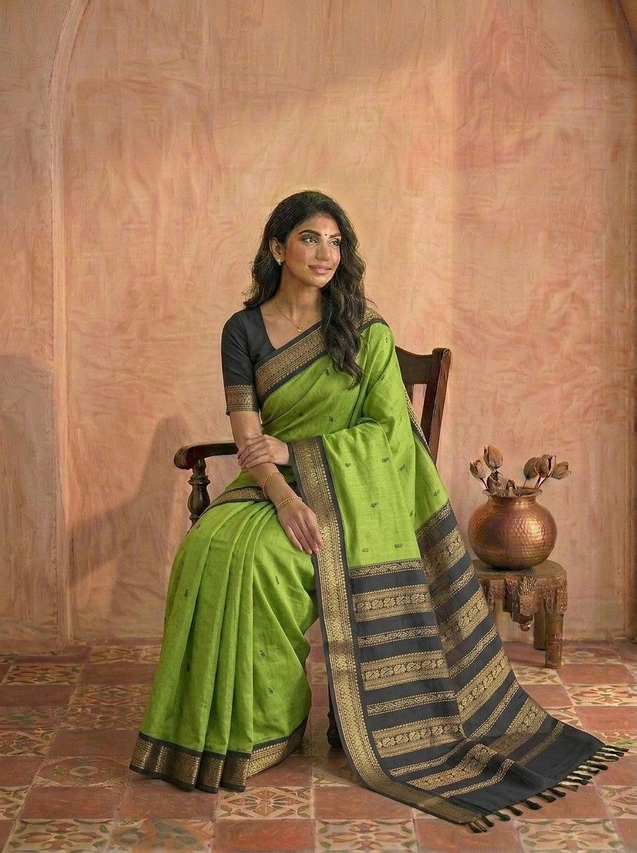 Leaf Green Kalyani cotton saree 