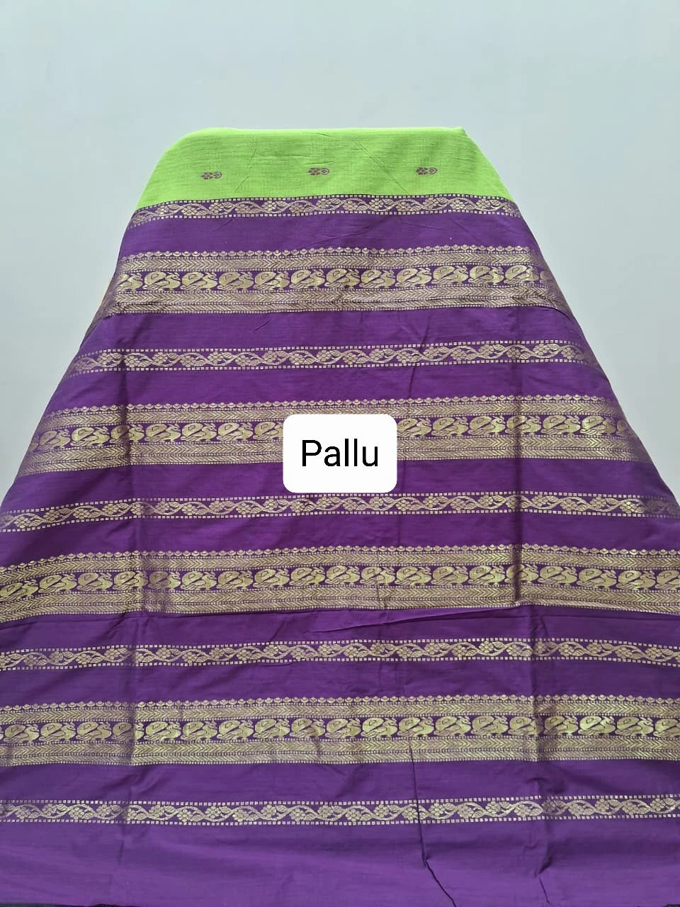 Parrot Green Pure Kalyani cotton saree Pallu