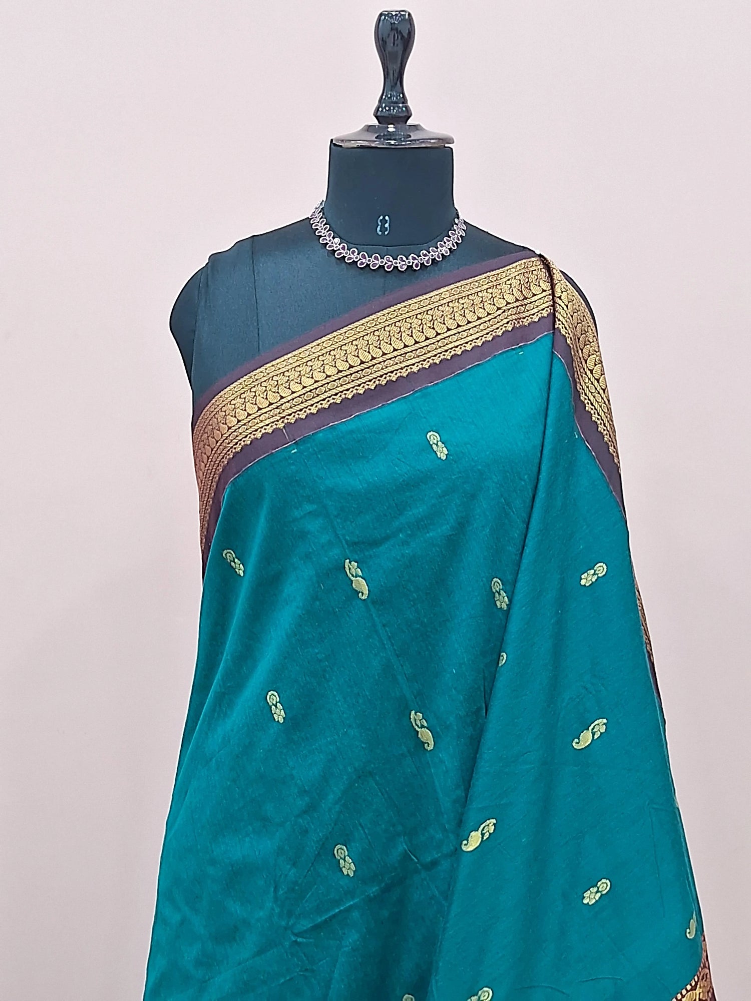 Peacock blue Kalyani cotton saree 1