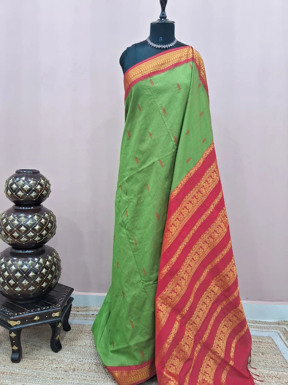 Leaf green Kalyani cotton saree