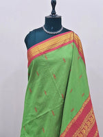 Leaf green Kalyani cotton saree 1
