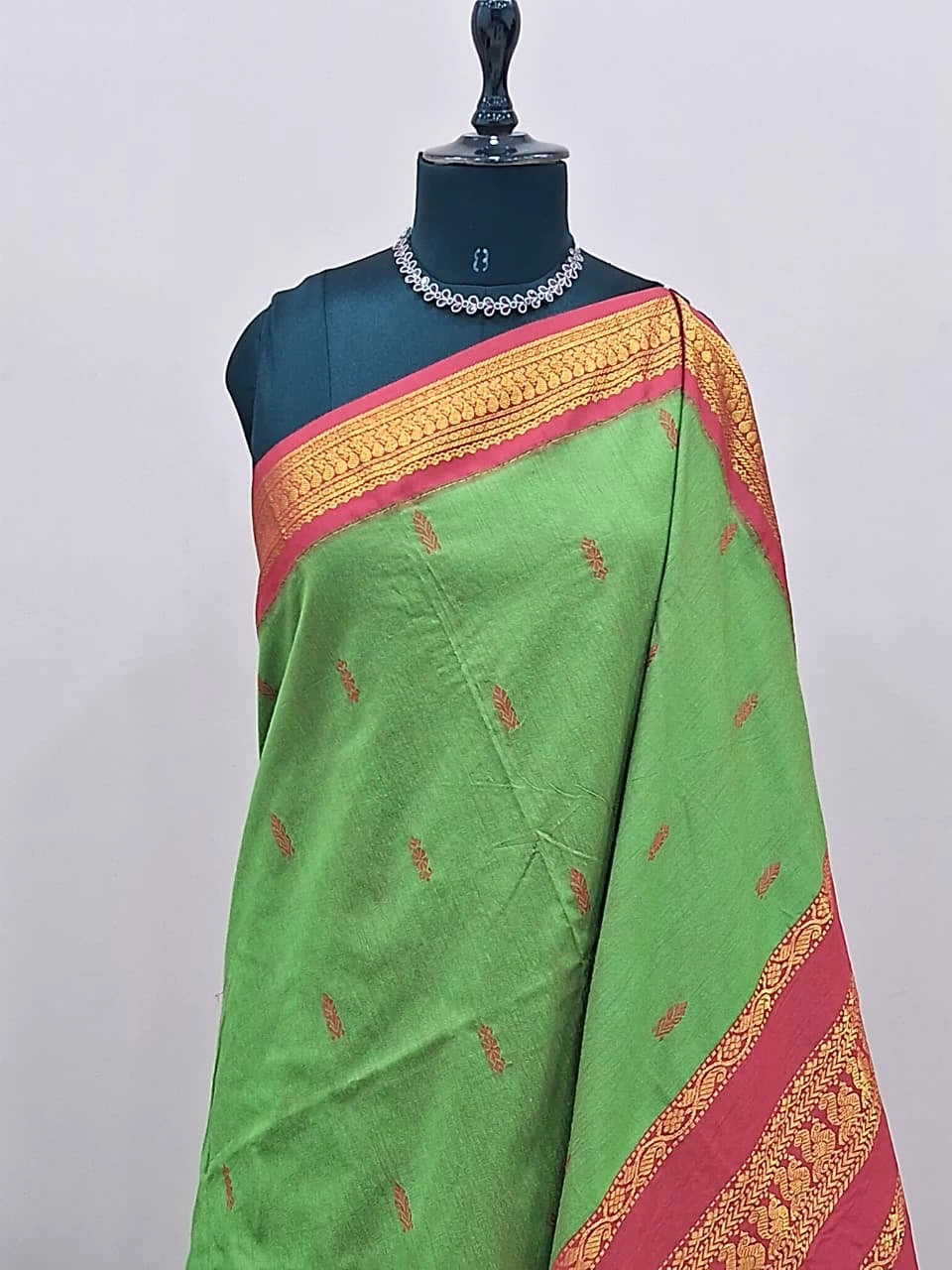 Leaf green Kalyani cotton saree 1