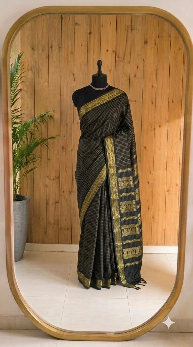 Light black Kalyani cotton saree