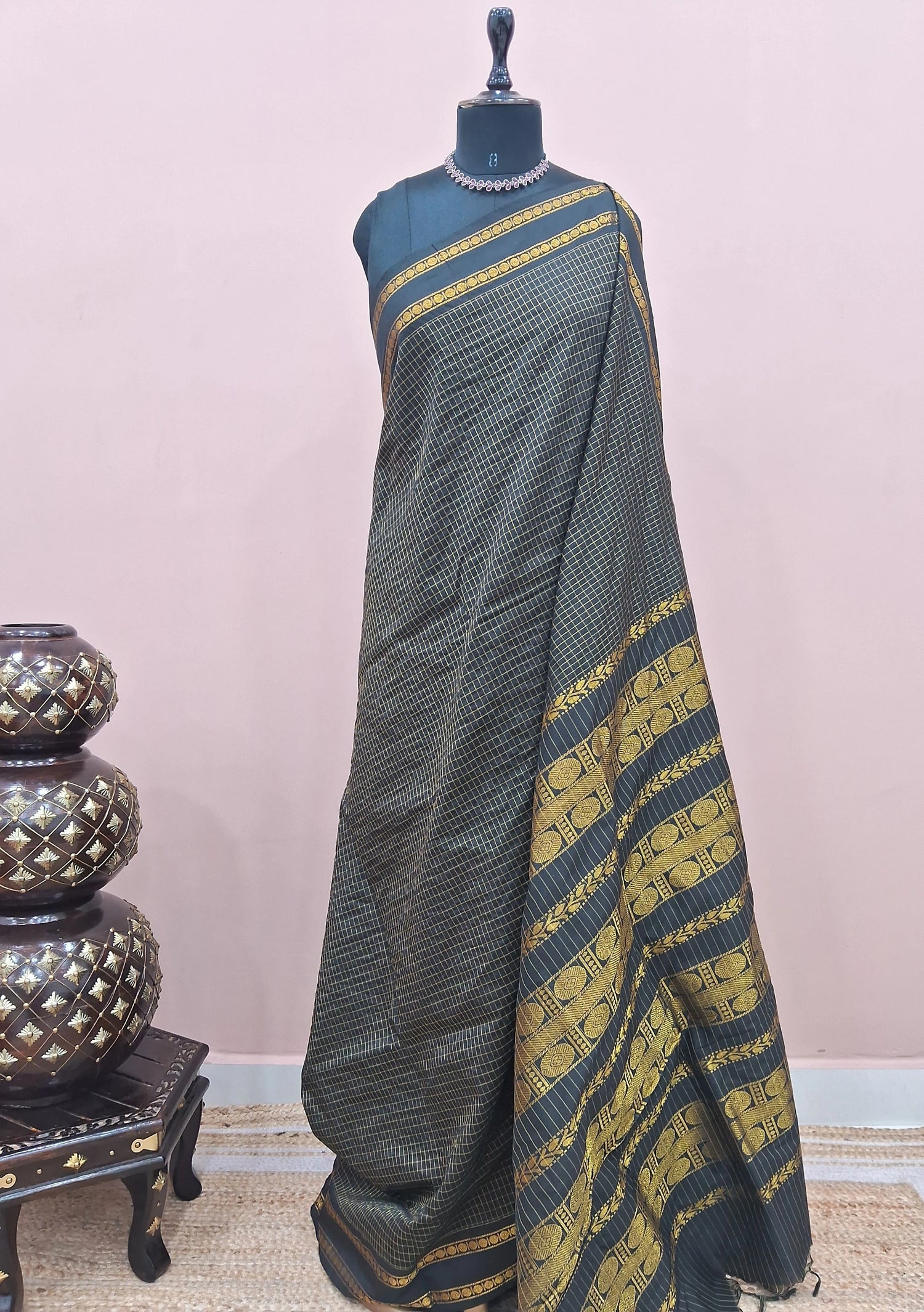Light pure black Kalyani cotton saree