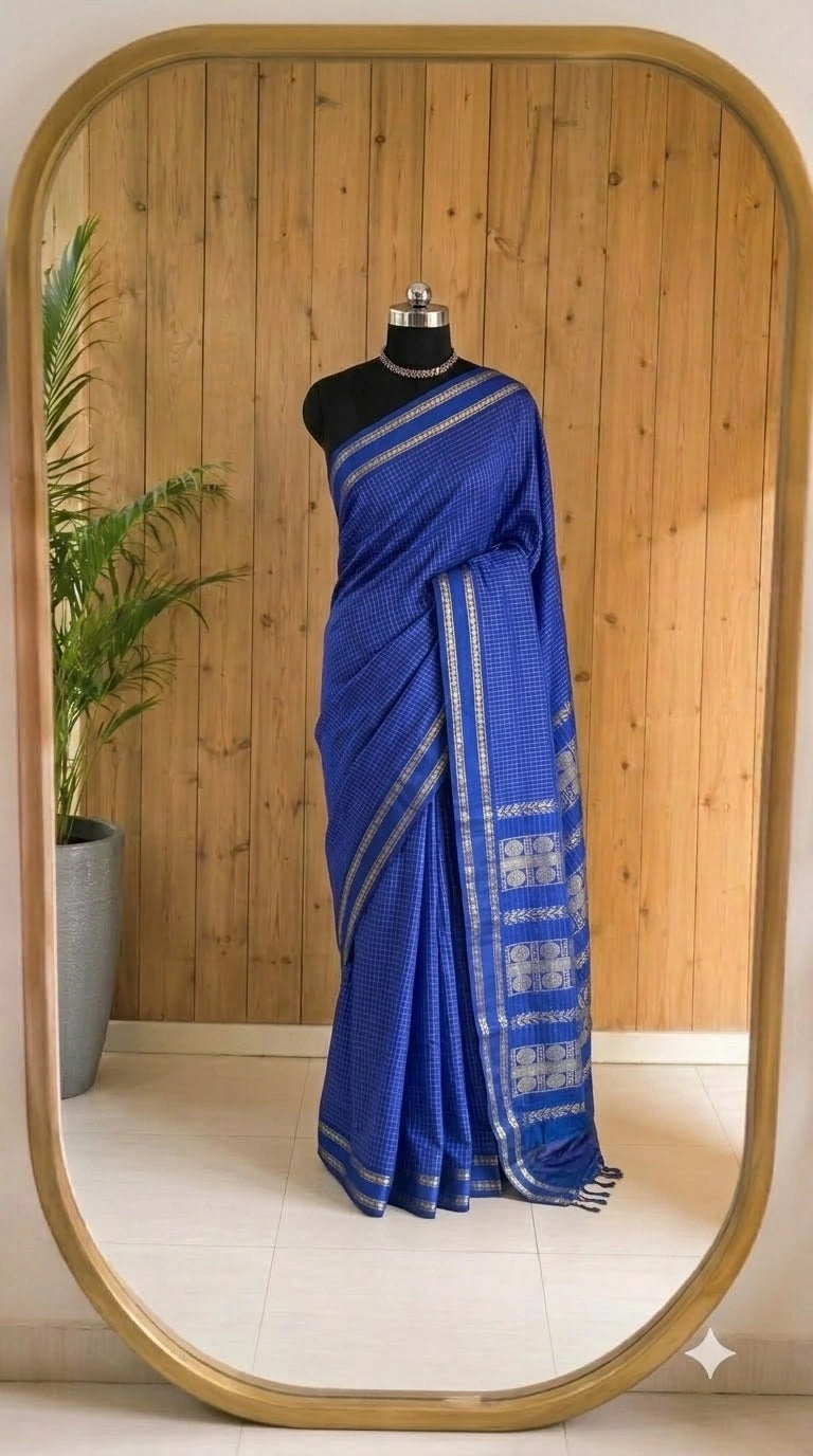 Dark blue black Kalyani cotton saree