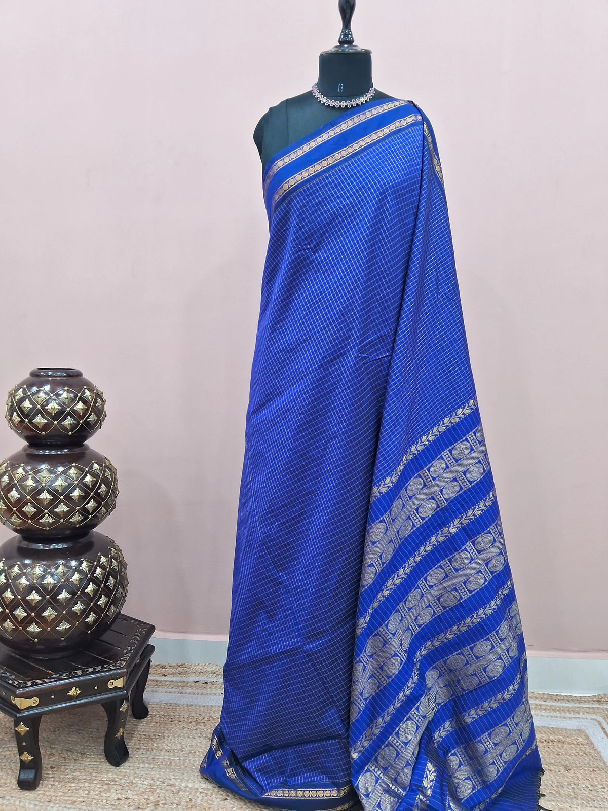 Dark blue black Kalyani cotton saree
