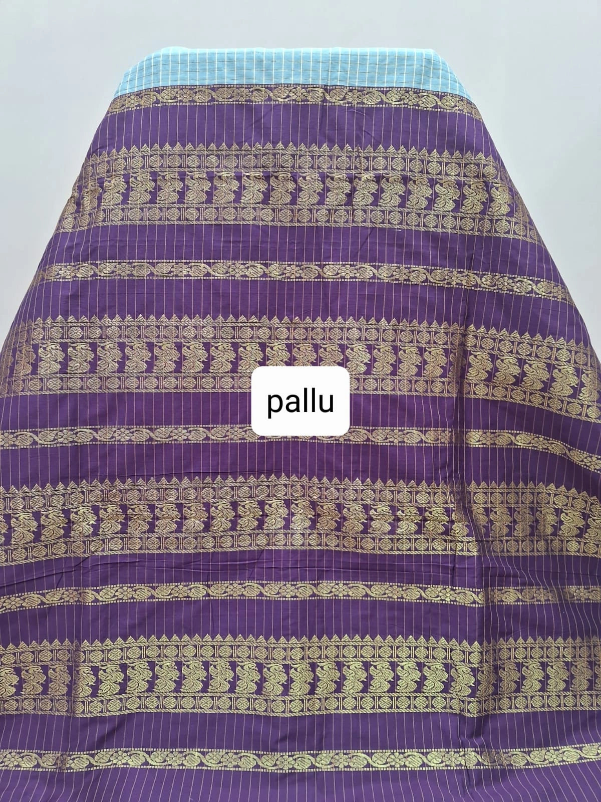 Seafoam pure Kalyani cotton saree Pallu